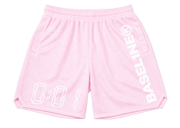 0:01 Mesh Shorts in Pink/White