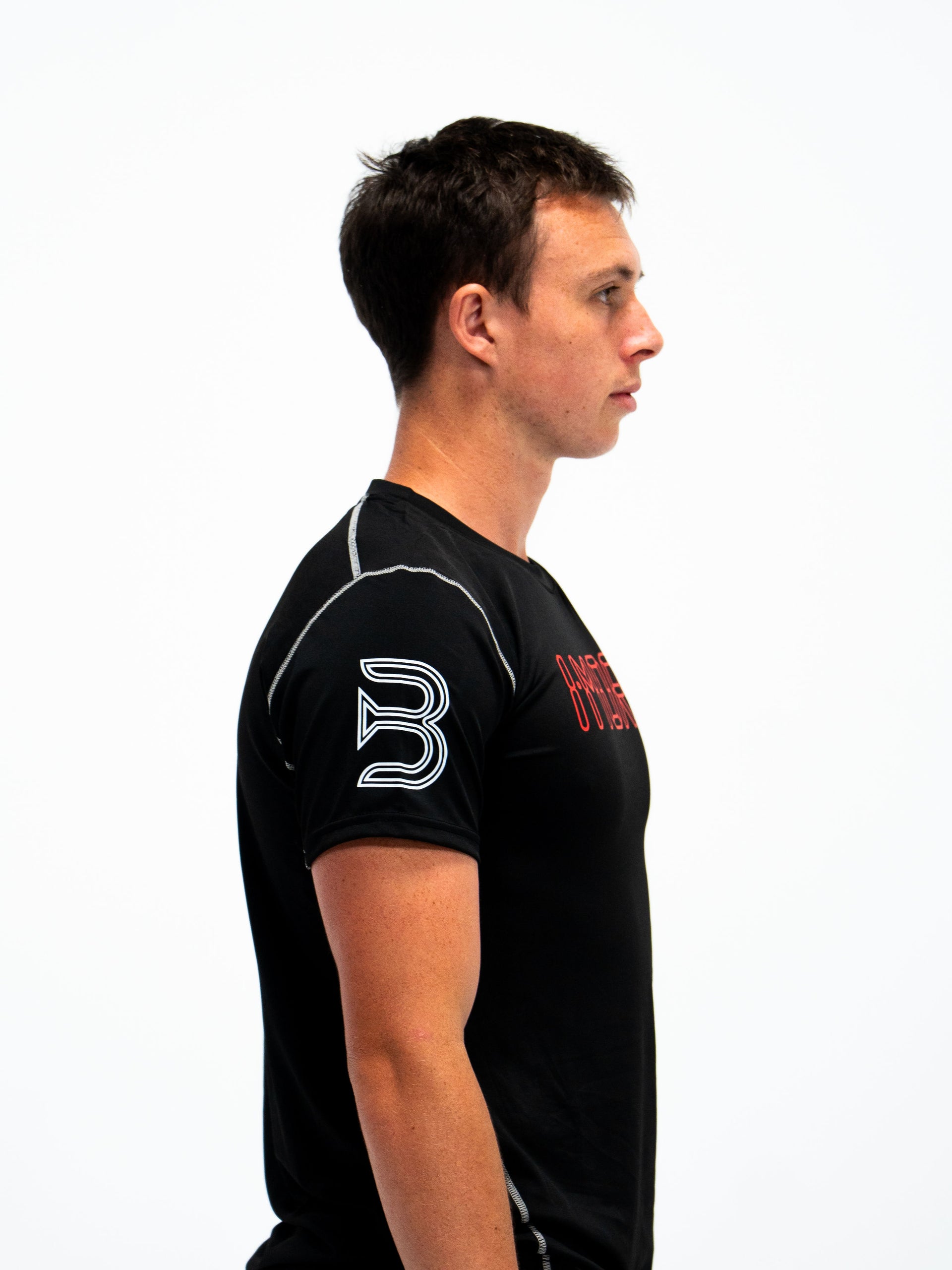 0:01 Compression Tee in Black/Red