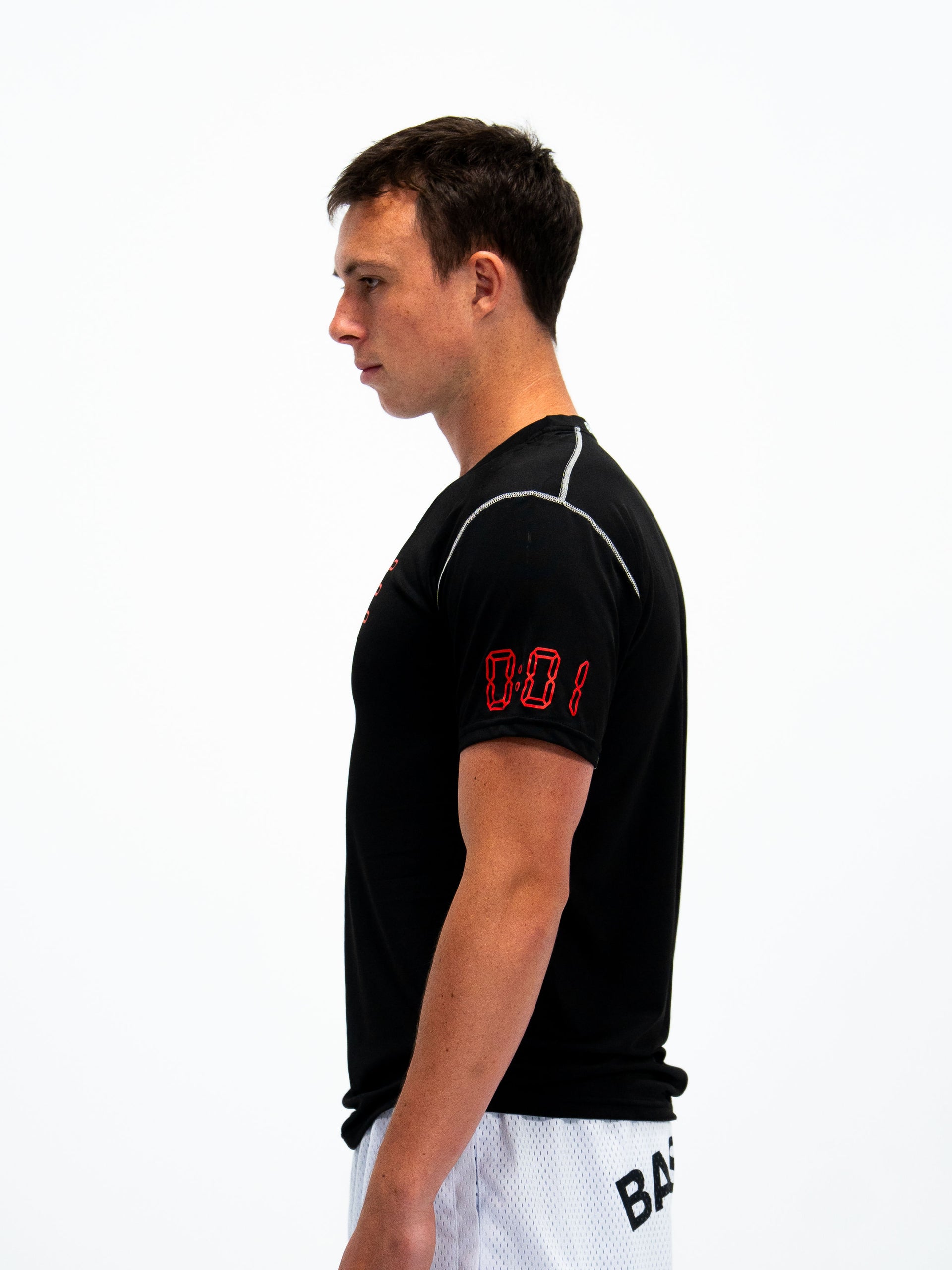 0:01 Compression Tee in Black/Red