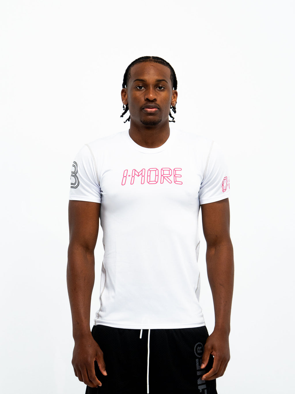 0:01 Compression Tee in White/Pink