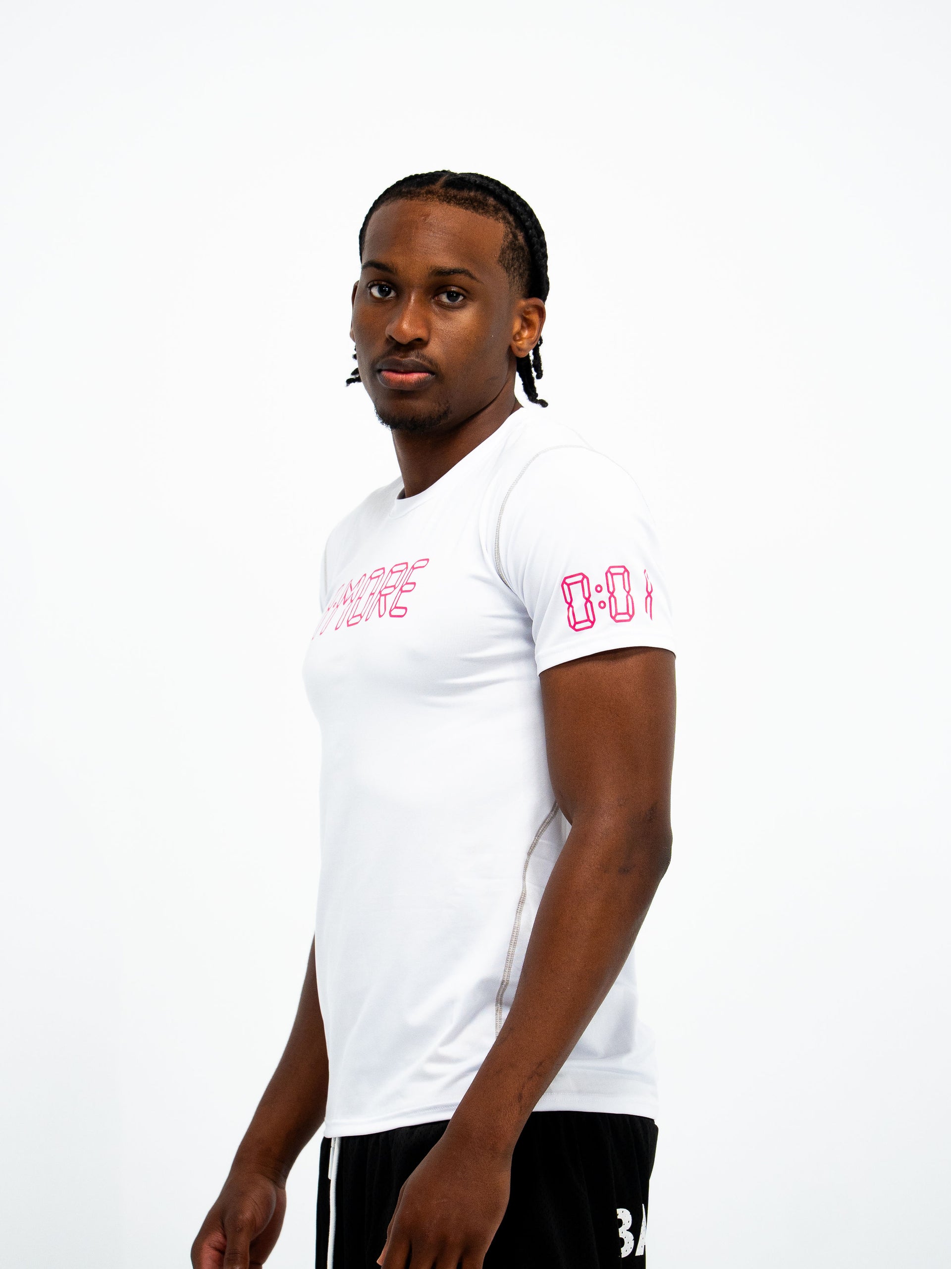 0:01 Compression Tee in White/Pink