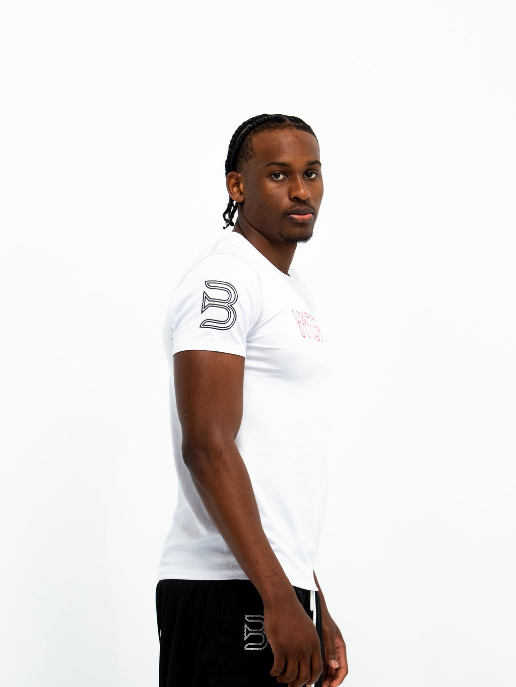 0:01 Compression Tee in White/Pink