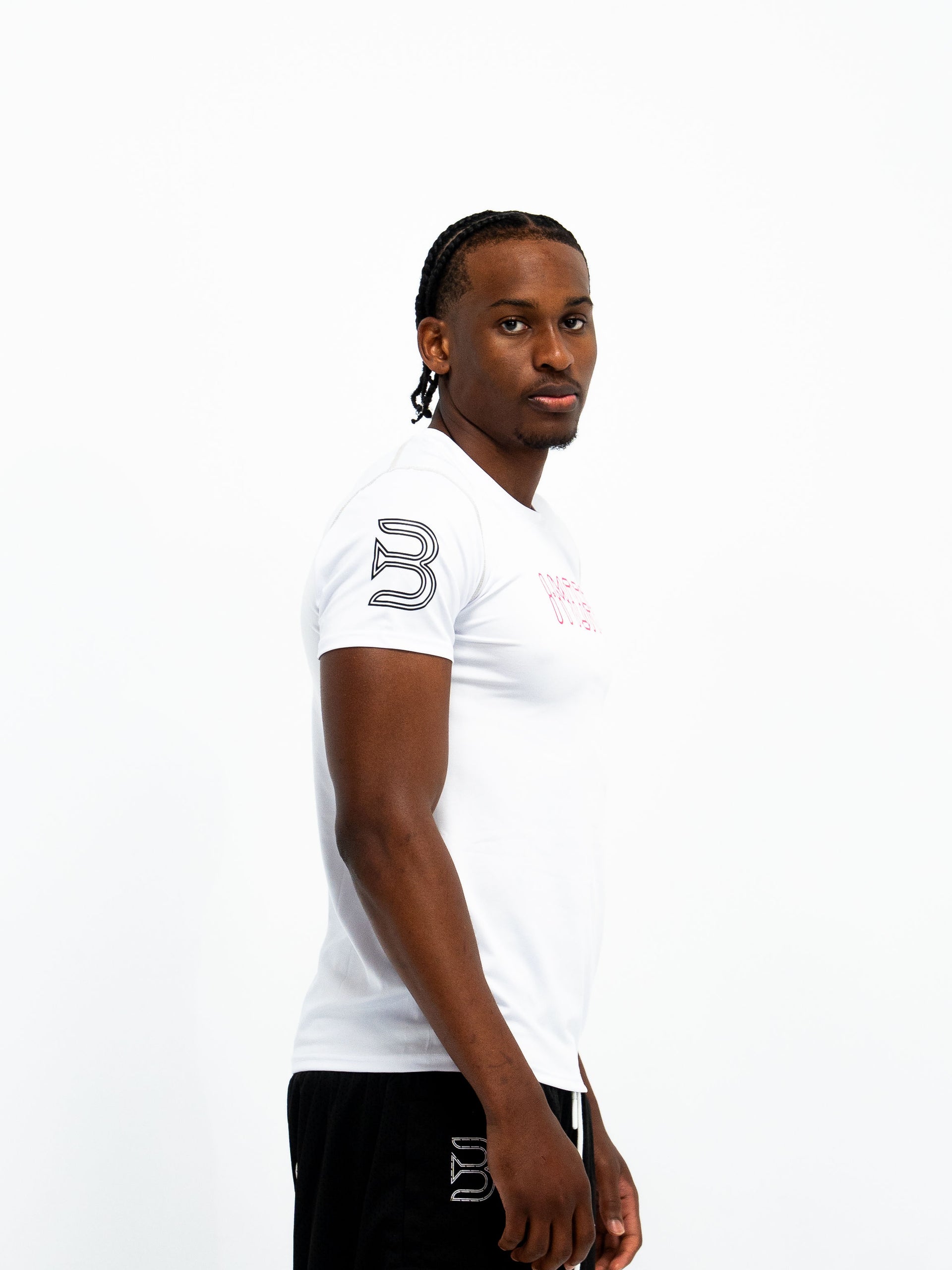 0:01 Compression Tee in White/Pink