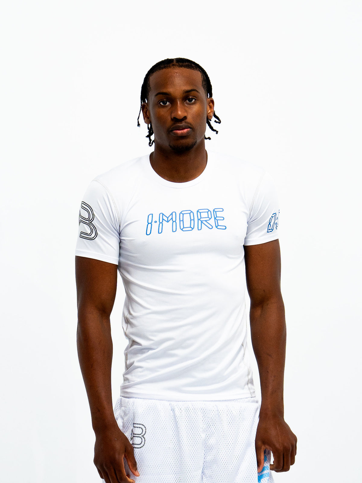 0:01 Compression Tee in White/Blue