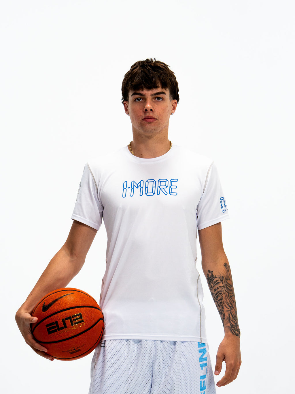 0:01 Compression Tee in White/Blue