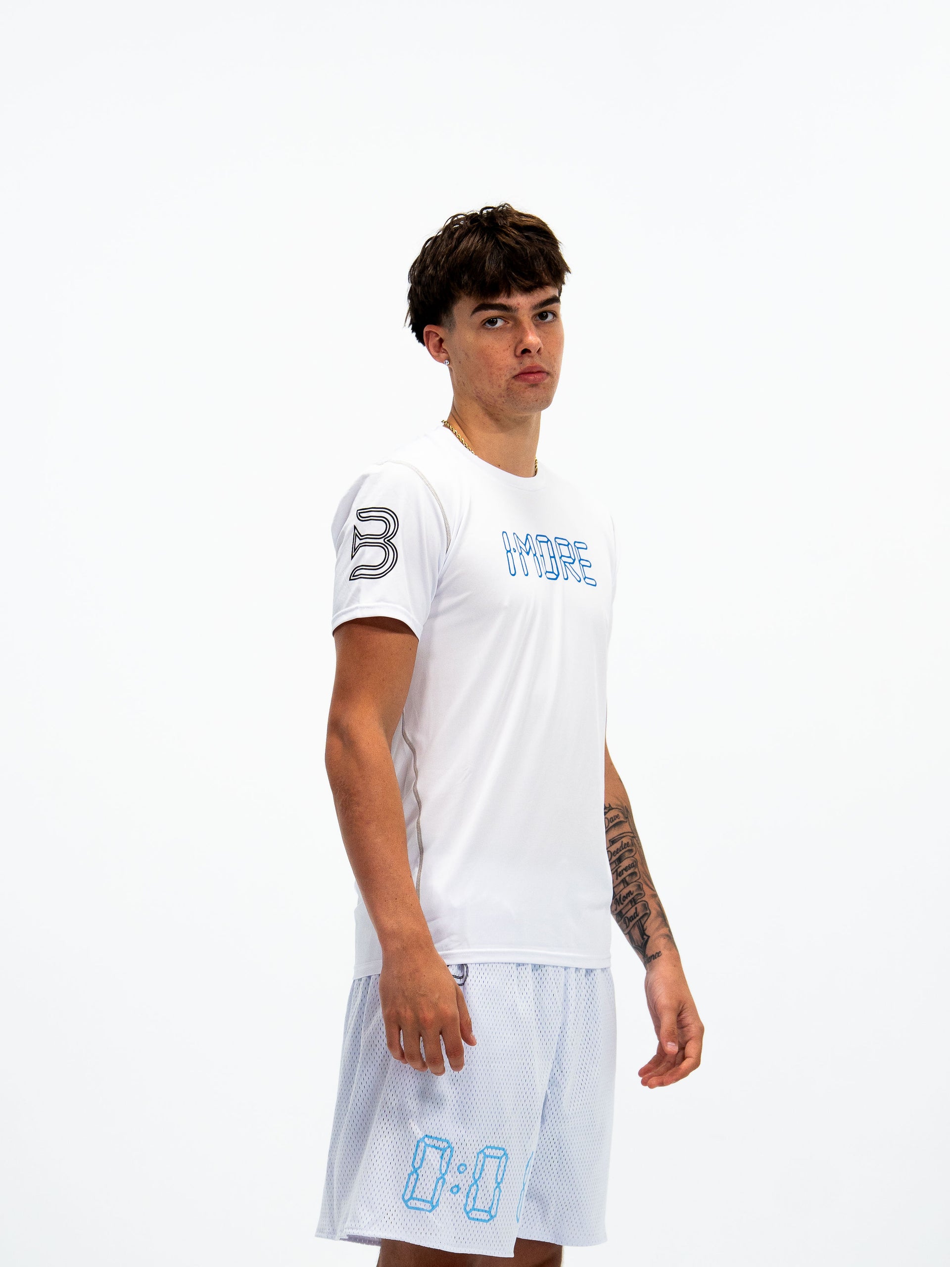 0:01 Compression Tee in White/Blue