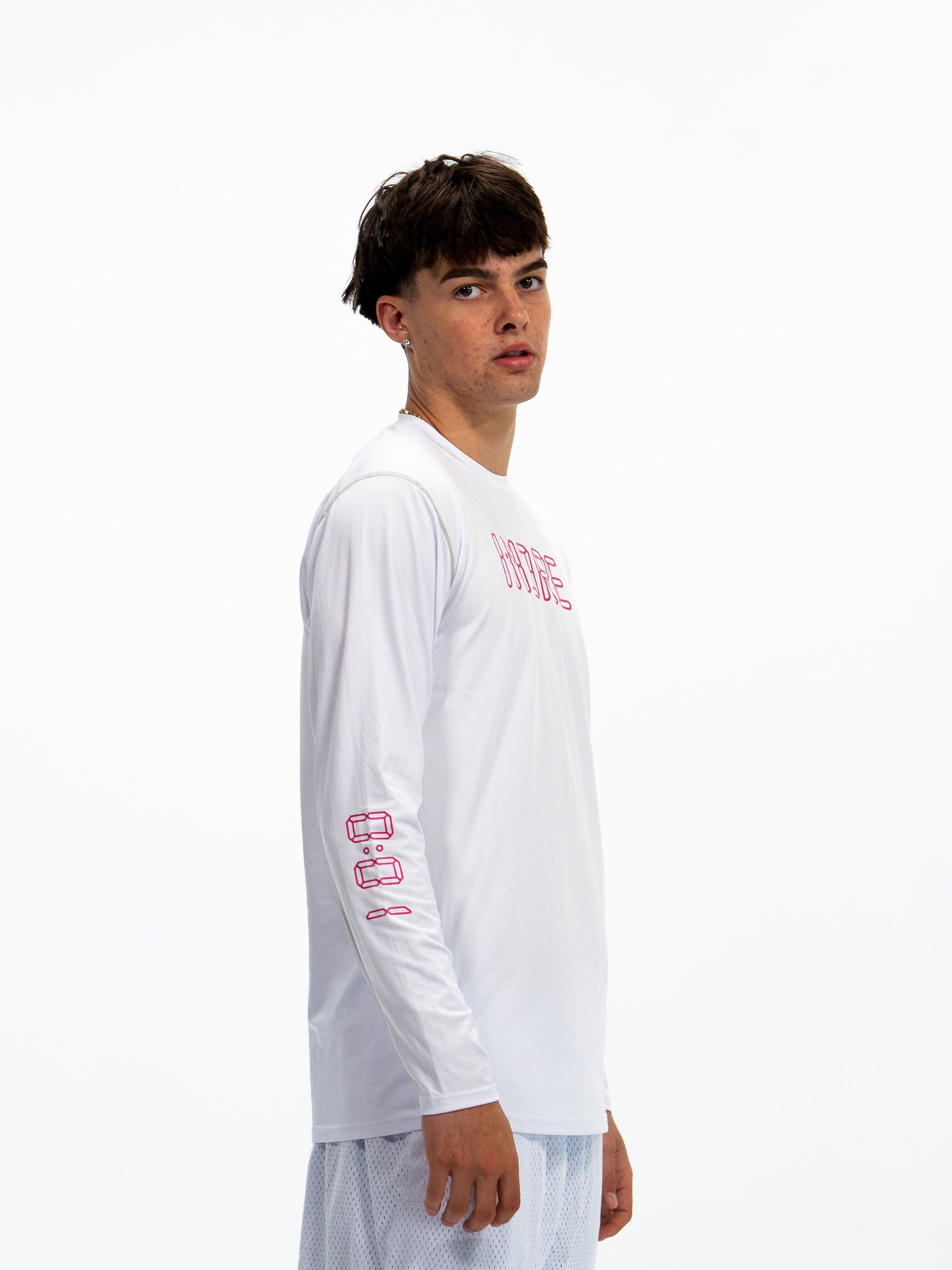 0:01 Compression Full Slevee in White/Pink