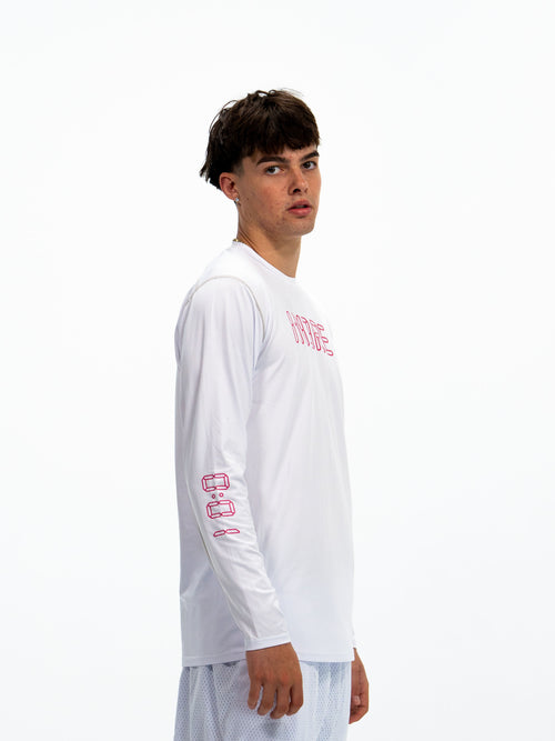 0:01 Compression Full Slevee in White/Pink