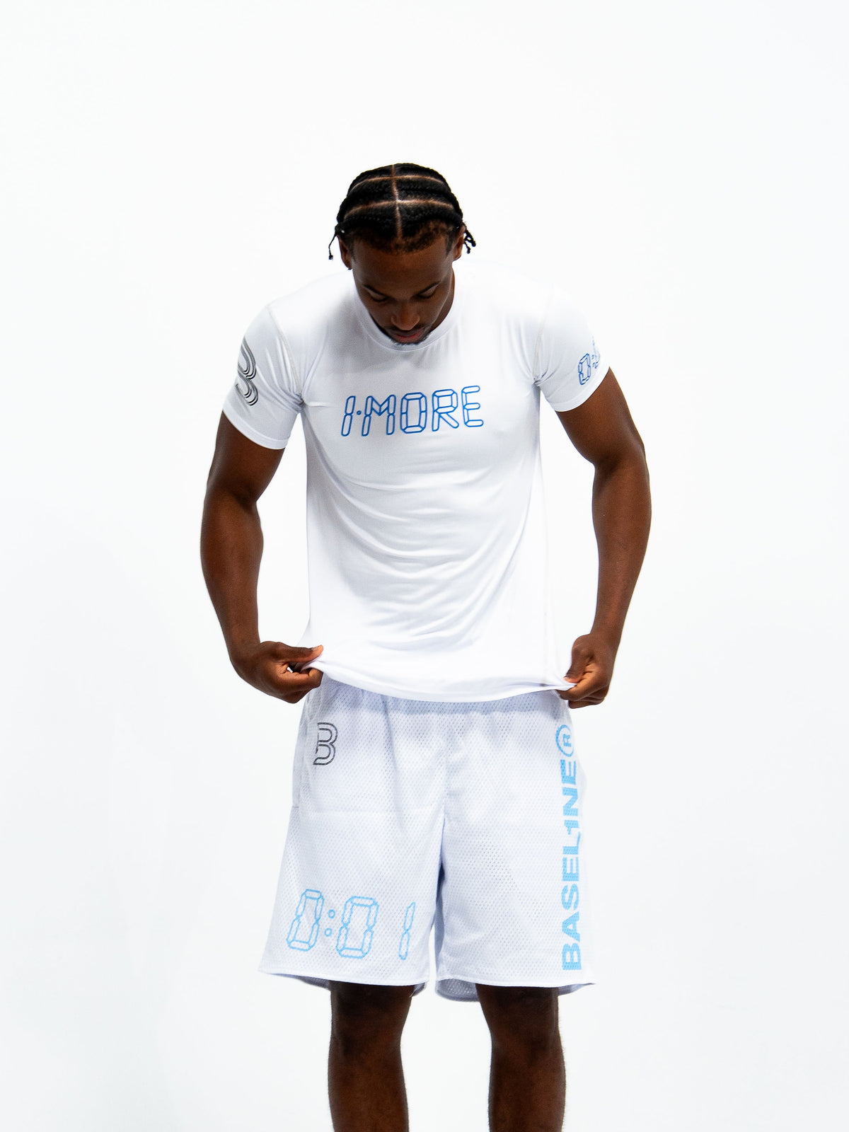 0:01 Compression Tee in White/Blue