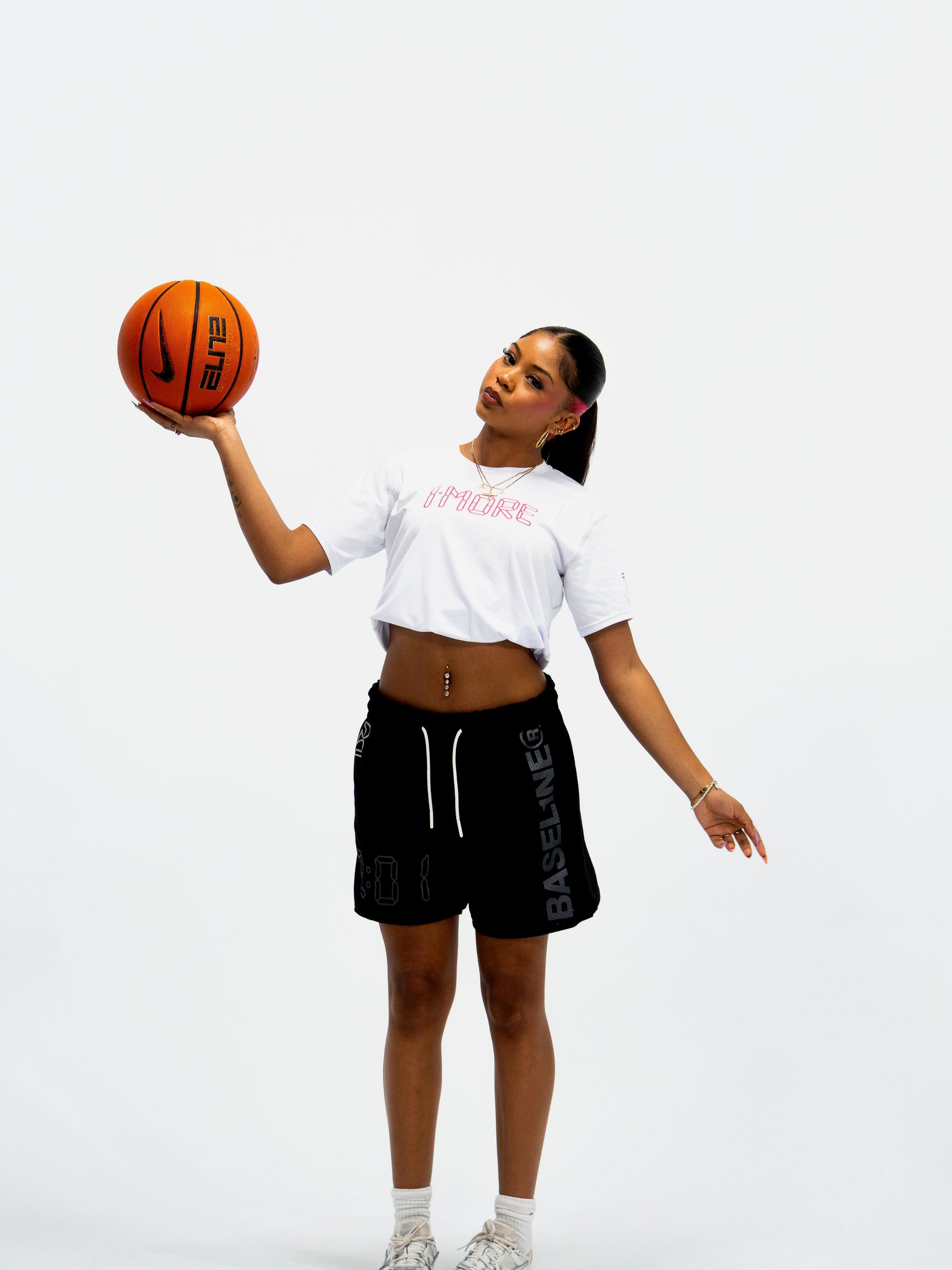 0:01 Compression Tee in White/Pink